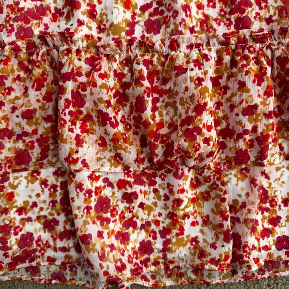 2/$18 SALE! ‎ J Crew Tiered Midi Skirt Women M Floral Ruffle Cottagecore Pull On - Picture 5 of 6